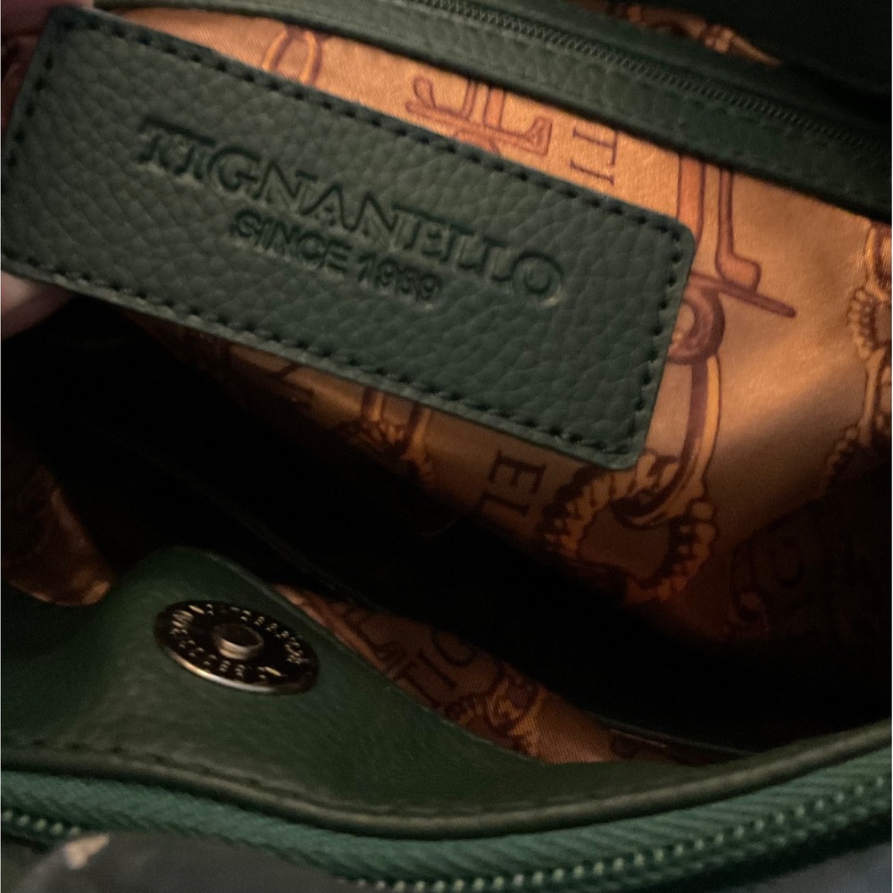 Tignanello Suede Colorblock Shopper Emerald Green Navy Side Zip  NEW - Picture 11 of 11